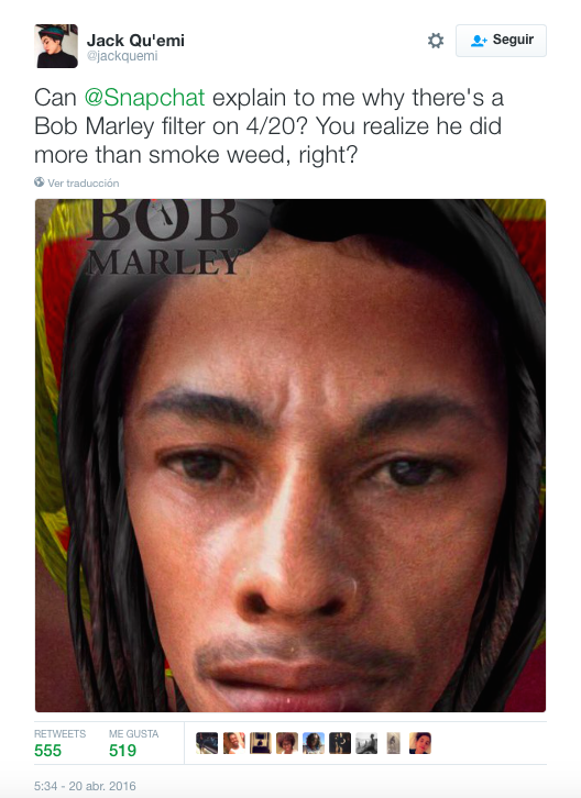 Filtro de Bob Marley causa escándalo en Snapchat - bob-marley-1