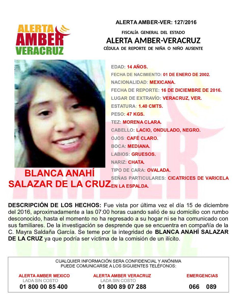 Activan Alerta Amber por joven desaparecida en Veracruz - alerta-amber-5