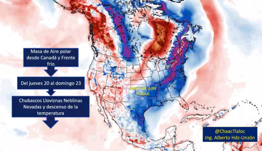 Masa de aire polar provocará descenso en las temperaturas a partir del