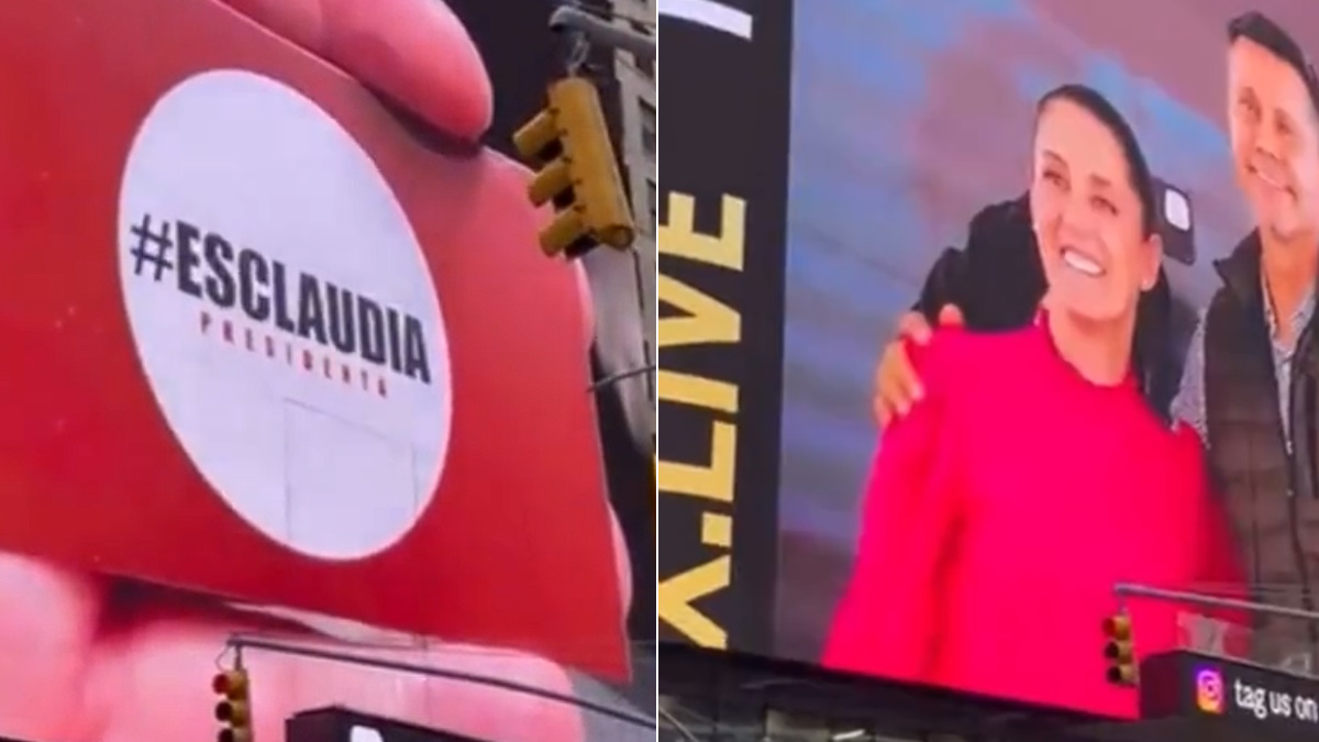 Aparece Imagen De Claudia Sheinbaum En El Times Square De Ny Pan