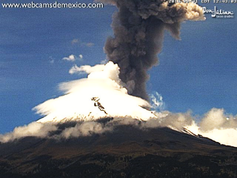 Última explosión del Popocatépetl a las 12:39
