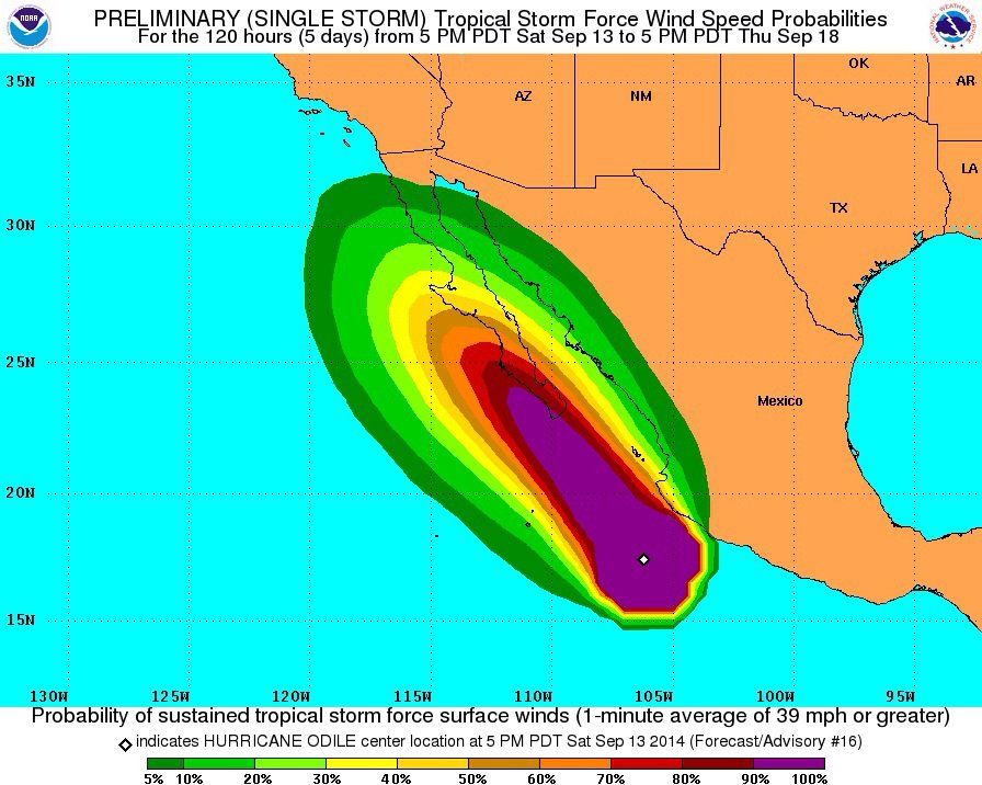 Huracán Odile se intensifica y se acerca a Baja California Sur