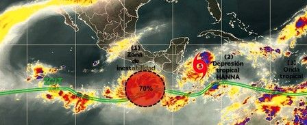 Sistema con 70% de potencial ciclónico frente a Oaxaca