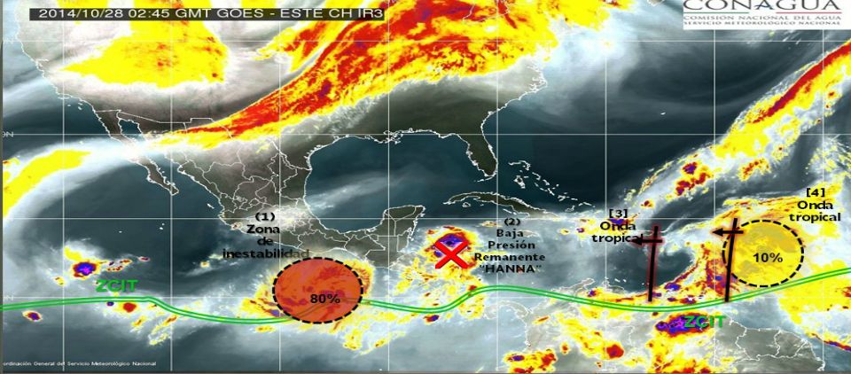 Zona de inestabilidad aumenta 80 por ciento su potencial  ciclónico