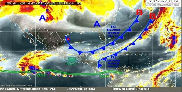 Continuarán bajas temperaturas por frente frío 15 en gran parte de México