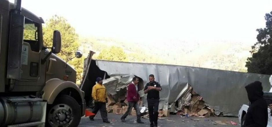 Volcadura en la México-Puebla