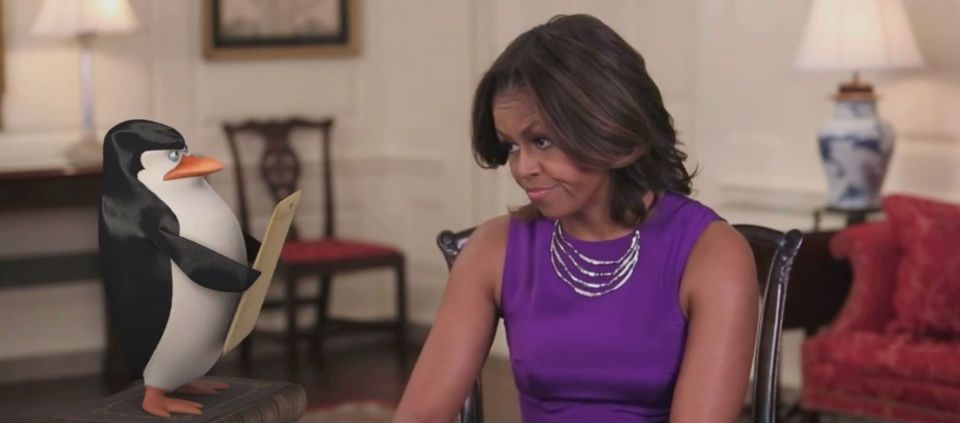Actúa Michelle Obama con los Pingüinos de Madagascar Actúa Michelle Obama con los Pingüinos de Madagascar