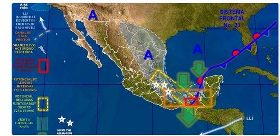 Masa de aire frío afecta al norte, noreste y centro del país