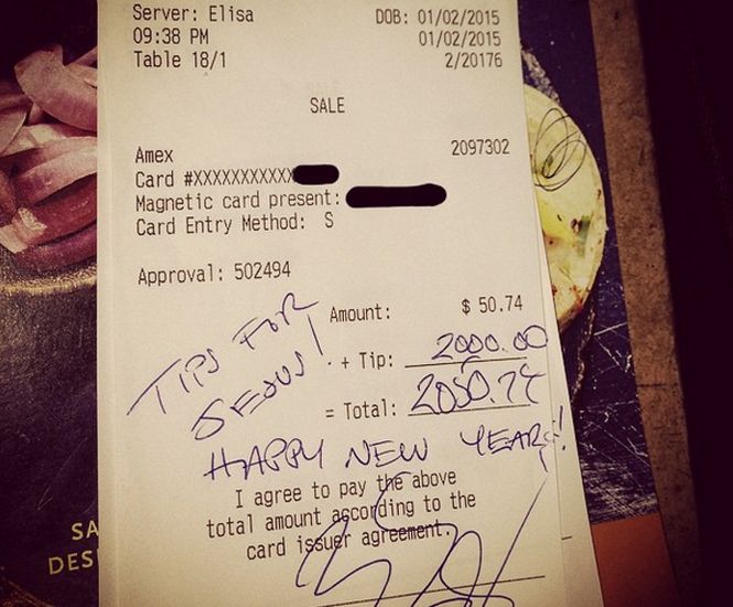 Comensal deja propina de 2 mil d&oacute;lares