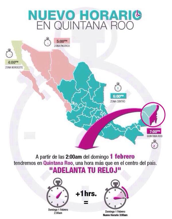 Adelantan el reloj en Quintana Roo