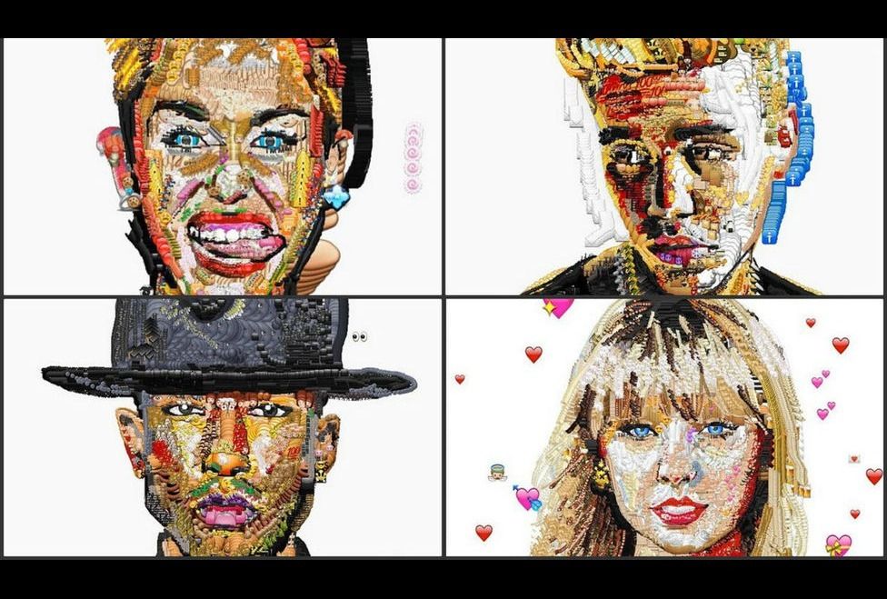 Artista crea retratos de famosos con emoticones