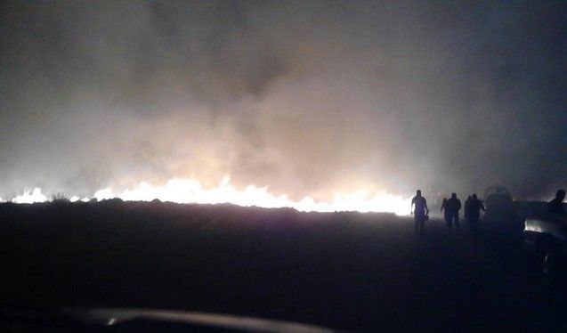 Incendio atrás de la Base Aérea Militar de Santa Lucía