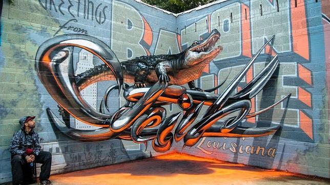 Artista portugués realiza grafitis en 3D
