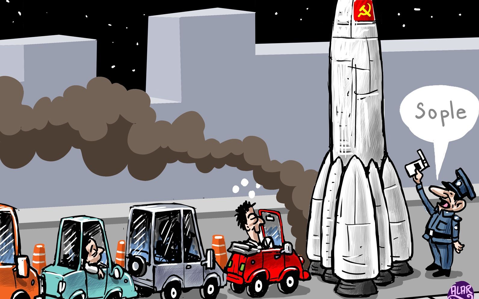 El cartón de Alarcón: Desde México no se hubiera estrellado el cohete