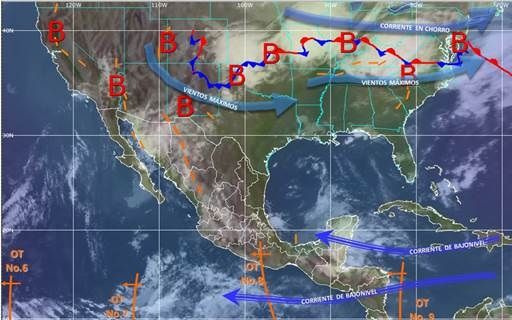 Onda tropical 8 causará lluvias muy fuertes en cinco estados del país