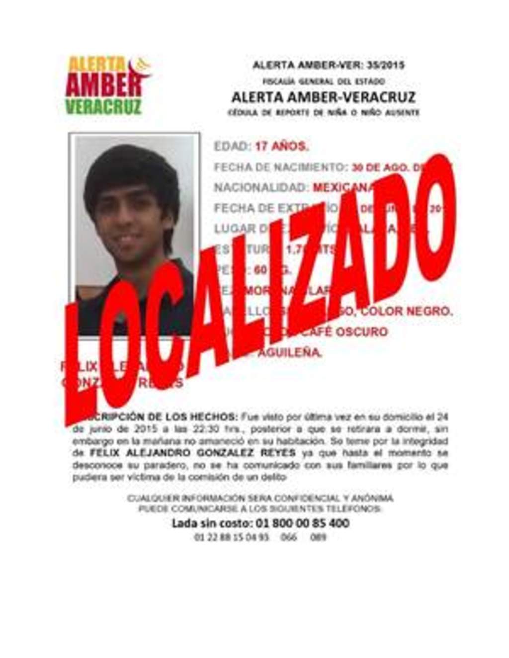 Encuentran a joven tras Alerta Amber en Veracruz