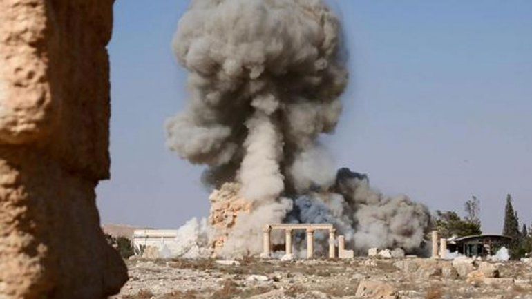Imágenes de la destrucción del templo de Palmira por yihadistas