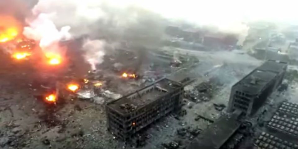Video: dron graba la devastación en Tianjin