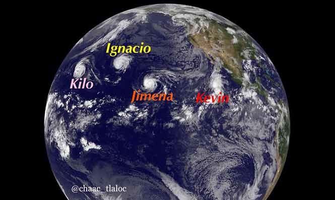 NASA capta 4 ciclones simult&aacute;neos en el Pac&iacute;fico