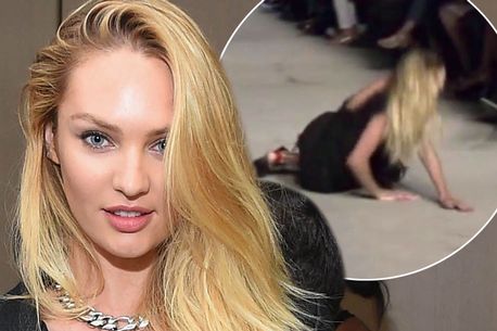 Cae modelo en pasarela de Givenchy Cae modelo en pasarela de Givenchy