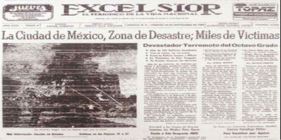 Portadas de periódicos del 19 de septiembre de 1985