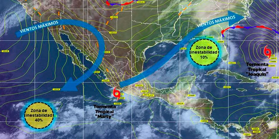 Marty podría degradarse a depresión tropical para este miércoles