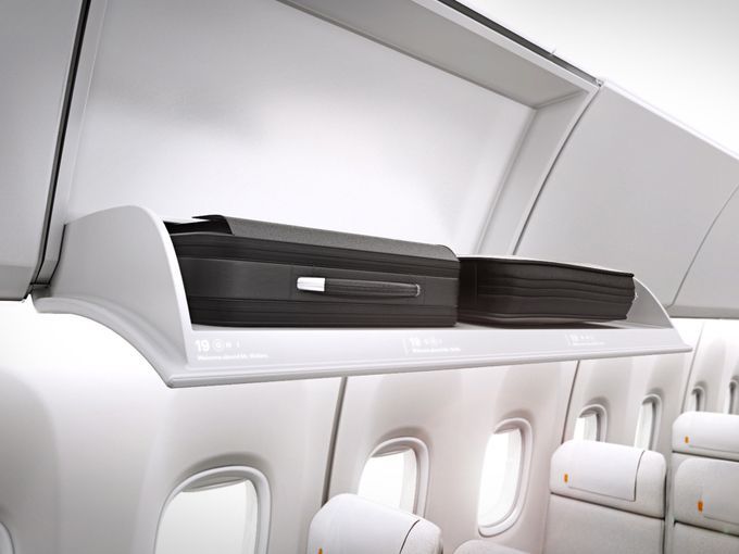 Compañía imagina y planea la aerolínea del futuro - 635803378221222709-Slim-overhead-bins-dubbed-Fedora-Bins-would-only-hold-personal-items