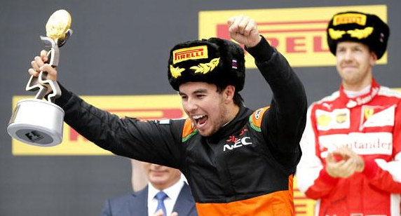Podio para Checo Pérez en Rusia Podio para Checo Pérez en Rusia