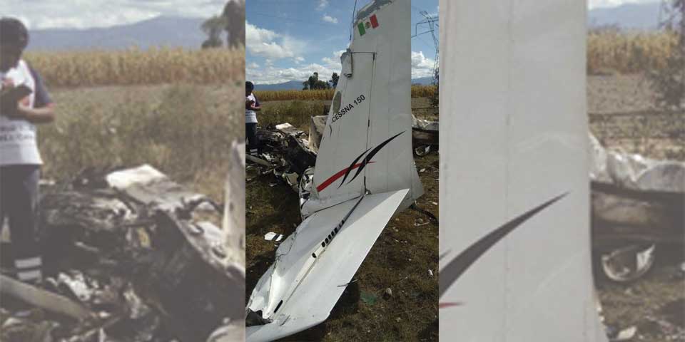 Dos muertos por desplome de aeronave en Puebla