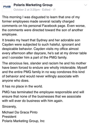 Despedido por comentario racista en Facebook - polaris