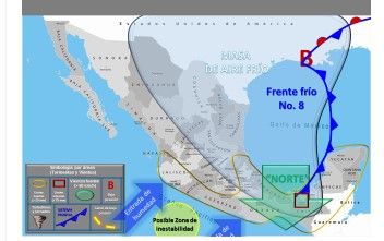 Alertan por lluvias y descenso de temperatura en el país