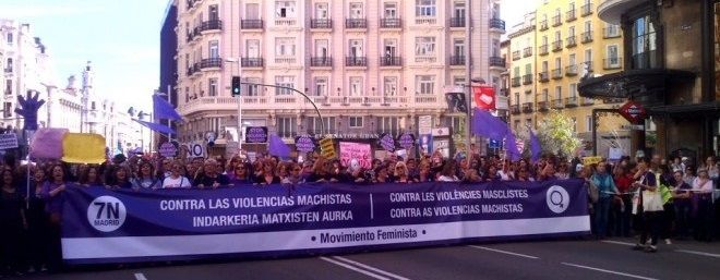 Miles marchan en Madrid contra la violencia doméstica