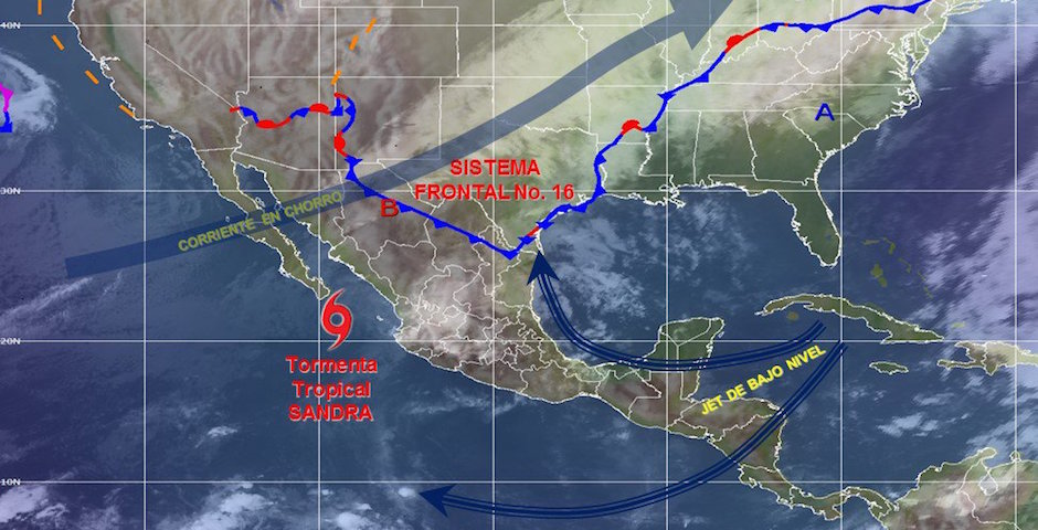 Sandra provocará lluvias en el centro y norte del país