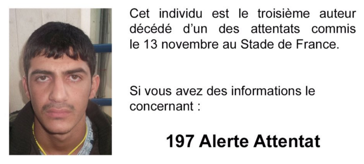 Policía francesa publica foto de tercer atacante de París