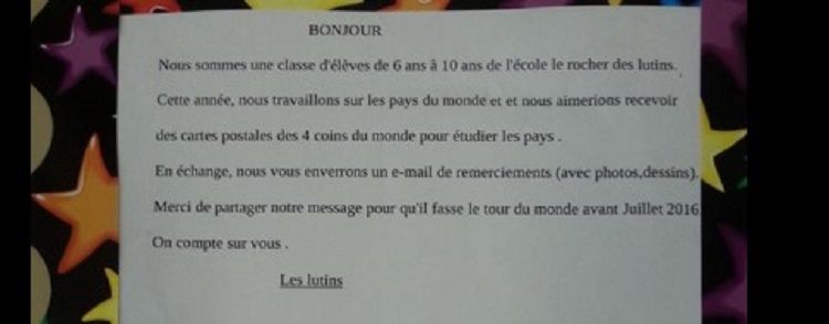 Niños franceses piden ayuda en Facebook para conocer el mundo