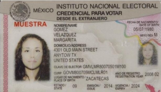 INE publica modelo de credencial para votar desde el extranjero