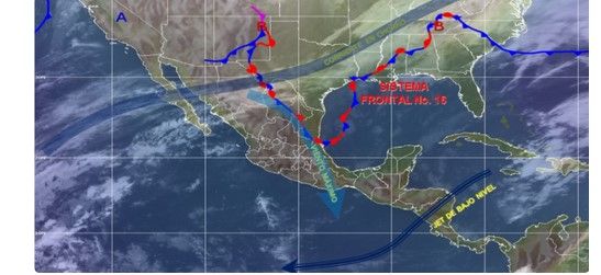 Frente frío 16 causará lluvias en el norte y noreste del país