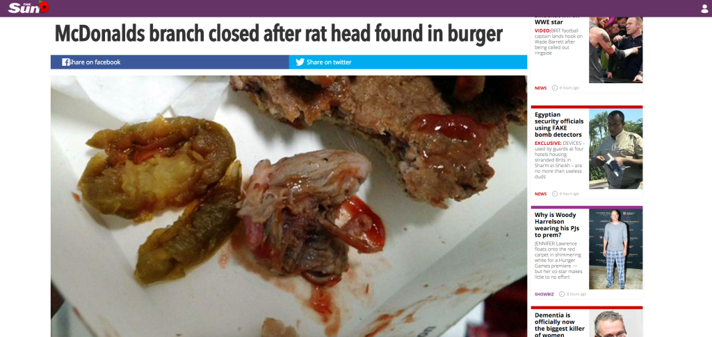 Escándalo por rata en McDonald's da la vuelta al mundo - the-sun-mcdondalds-rata-1024x486