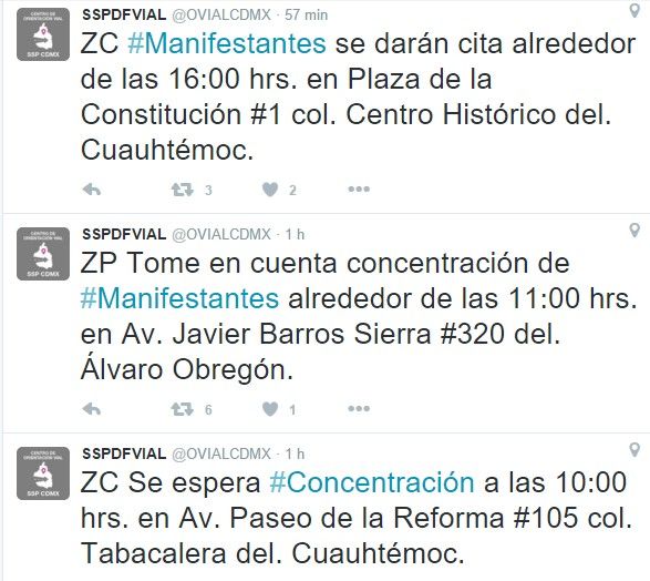 Habrá tres manifestaciones en el DF - yy