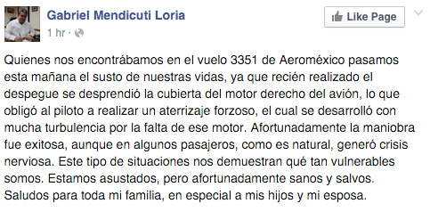 Avión de Aeroméxico realiza aterrizaje de emergencia en el AICM - Gabriel-Mendicuti-Loria