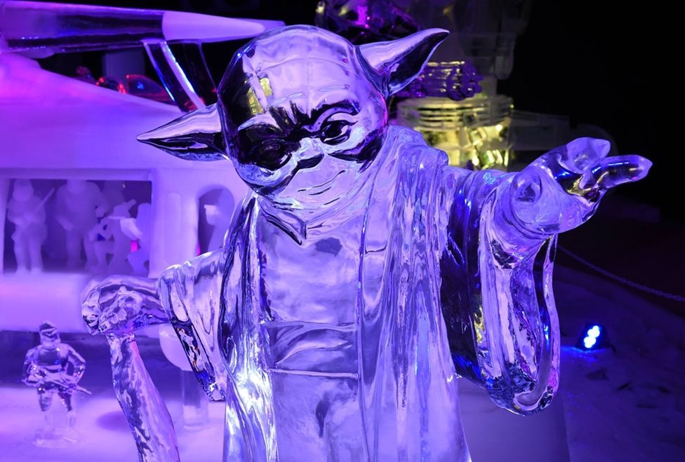 Exhiben esculturas de hielo de Star Wars
