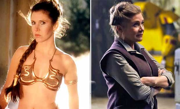 El paso del tiempo en las estrellas de Star Wars - leia-carrie-fisher