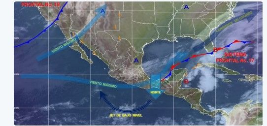 Frente frío 17 causará precipitaciones en el país