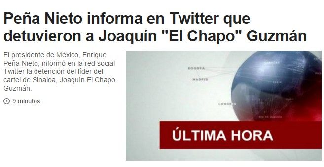 La prensa internacional anuncia la recaptura de "El Chapo" - BBC-Mundo