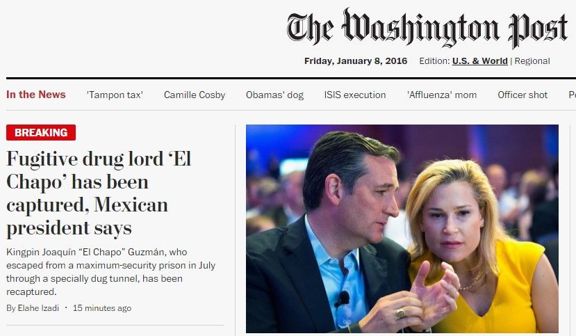 La prensa internacional anuncia la recaptura de "El Chapo" - Chapo-Washington-Post