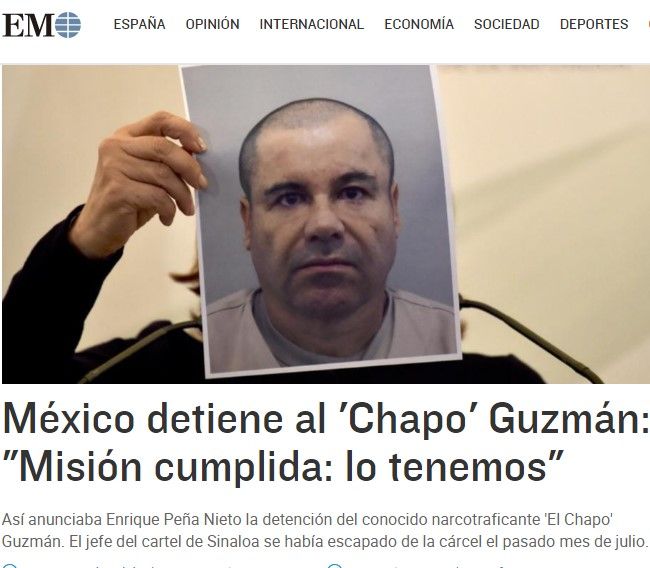 La prensa internacional anuncia la recaptura de "El Chapo" - El-Mundo