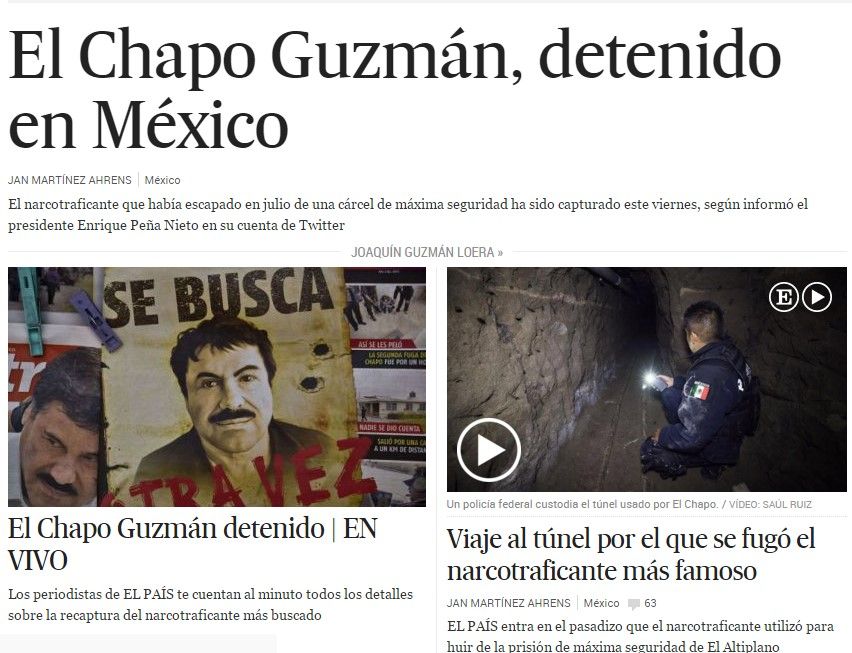La prensa internacional anuncia la recaptura de "El Chapo" - El-país