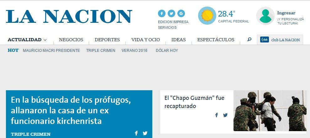 La prensa internacional anuncia la recaptura de "El Chapo" - La-Nacion
