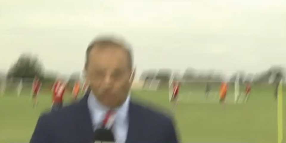 Video: balonazo a la cámara durante una transmisión