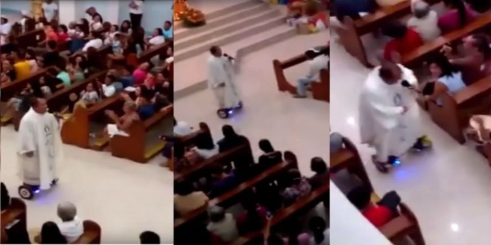 Sancionan a sacerdote que ofició misa en hoverboard